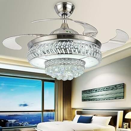 FanLighting Invisible Ceiling Fan with Reversible Motor and Retractable Chandelier
