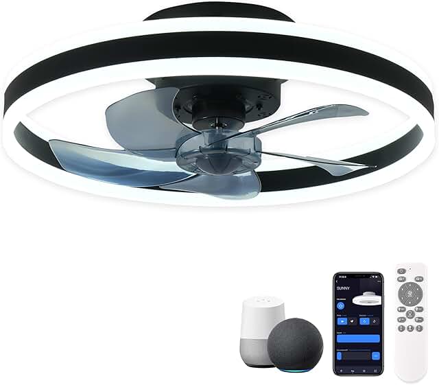 CHANFOK Ceiling Fan with Google Assistant Compatibility and Reversible Motor